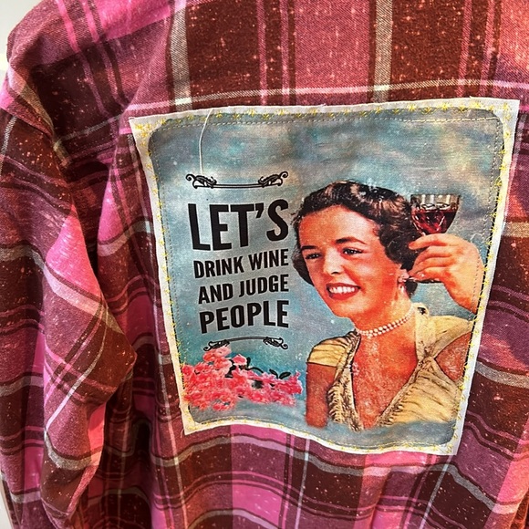 Pink flannel button up - Picture 2 of 4